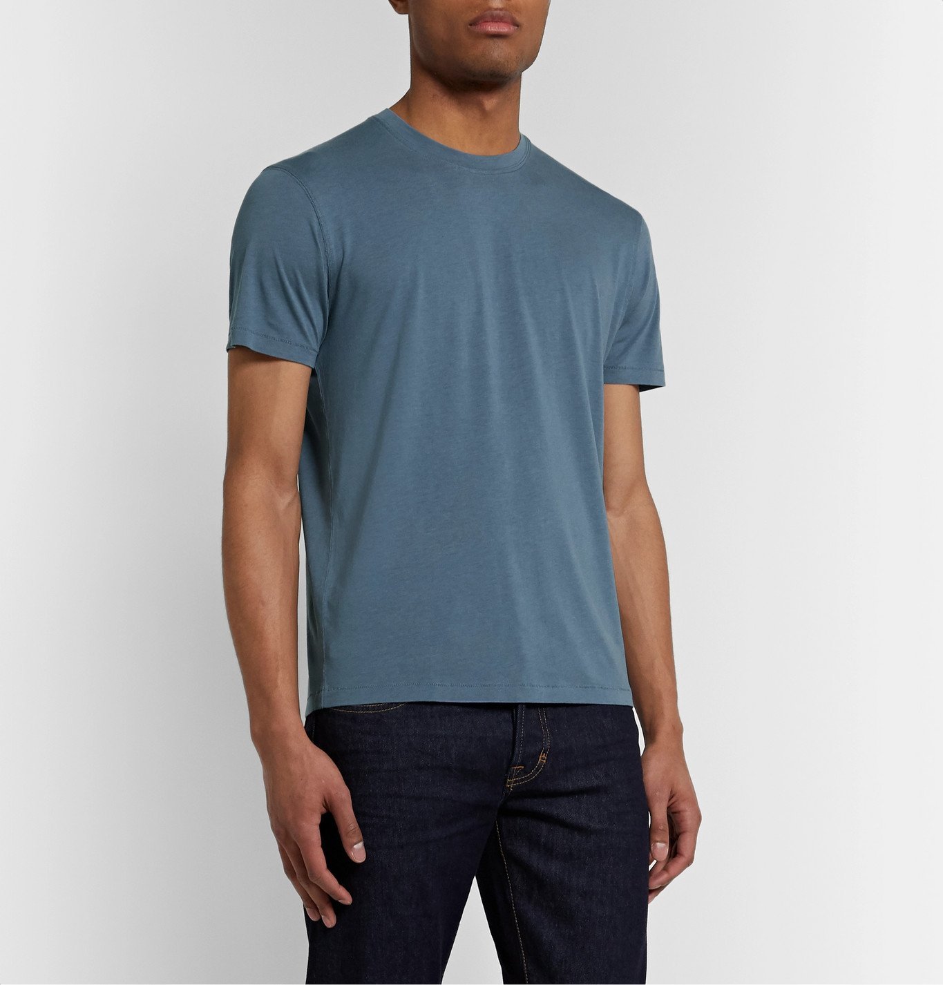 TOM FORD - Lyocell and Cotton-Blend Jersey T-Shirt - Blue TOM FORD