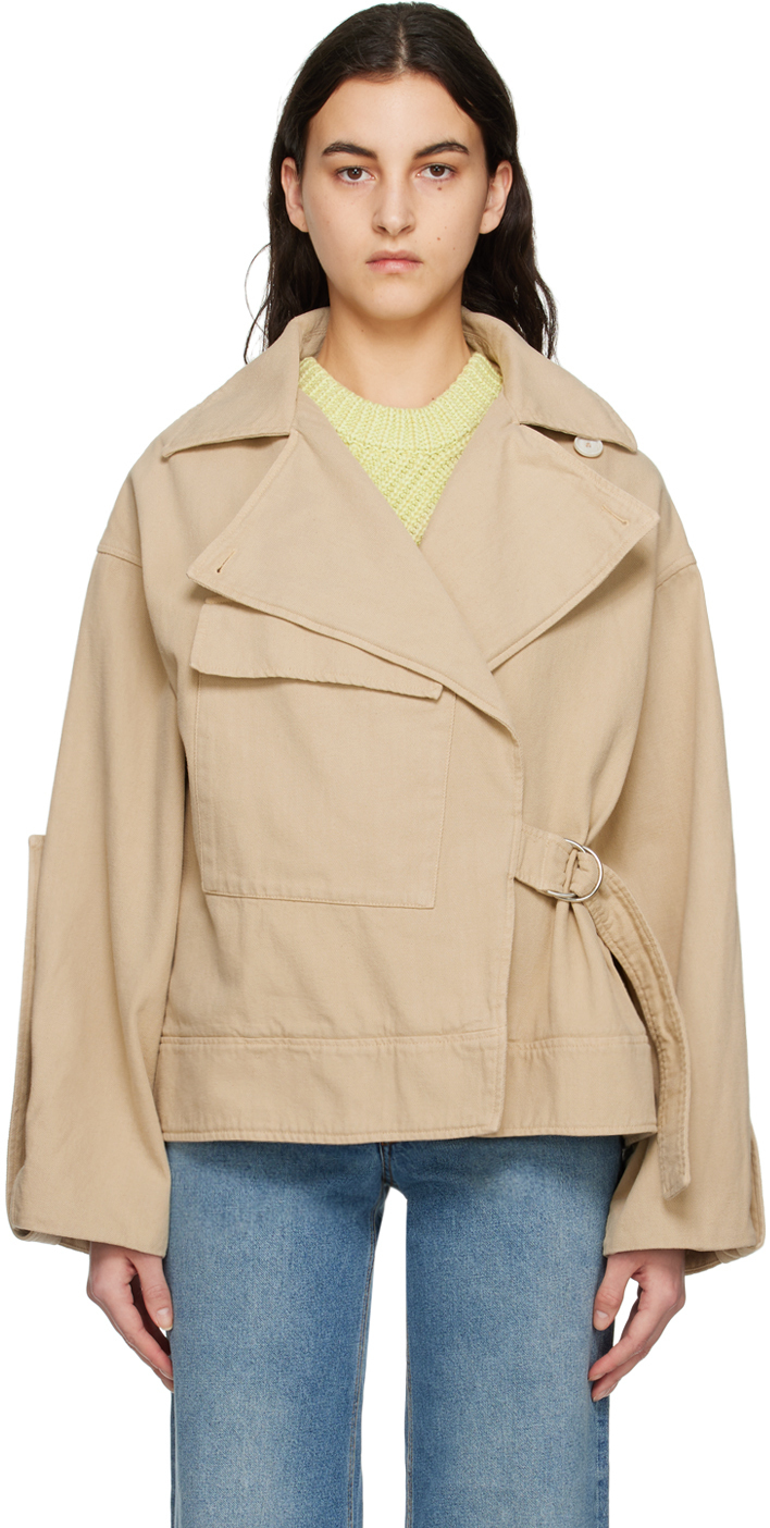 House of Dagmar Beige Aviator Denim Jacket