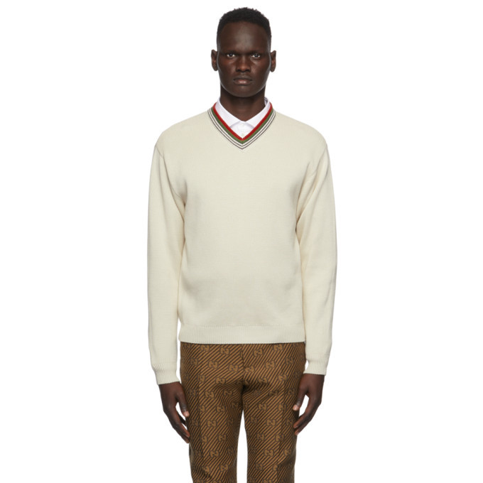 Gucci Off-White V-Neck Sweater Gucci
