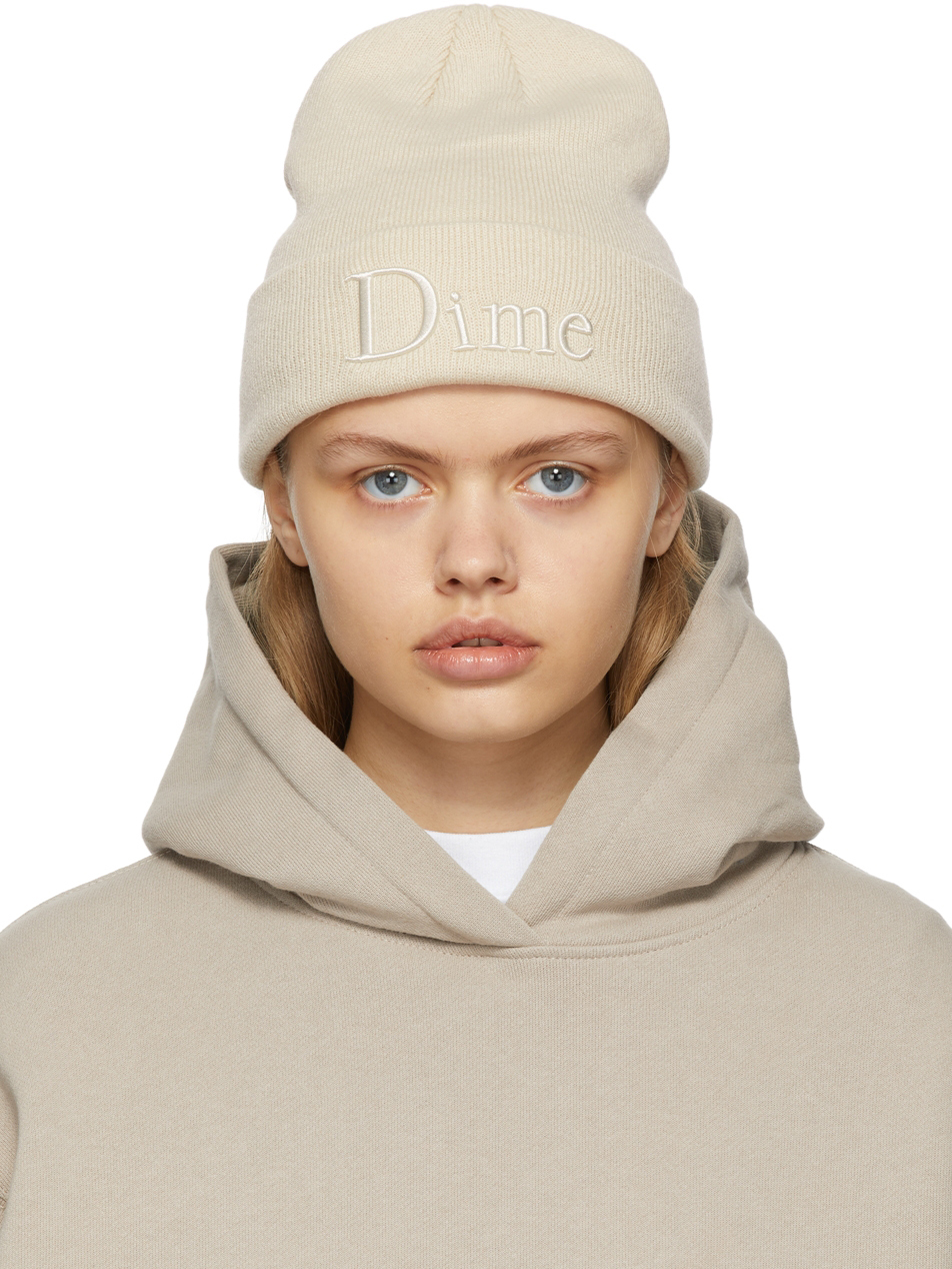 Dime Beige Classic 3D Logo Beanie Dime