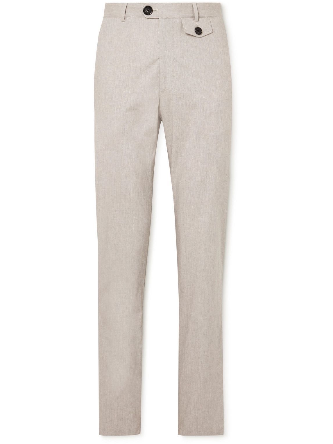 Photo: Oliver Spencer - Fishtail Straight-Leg Cotton-Blend Suit Trousers - Gray