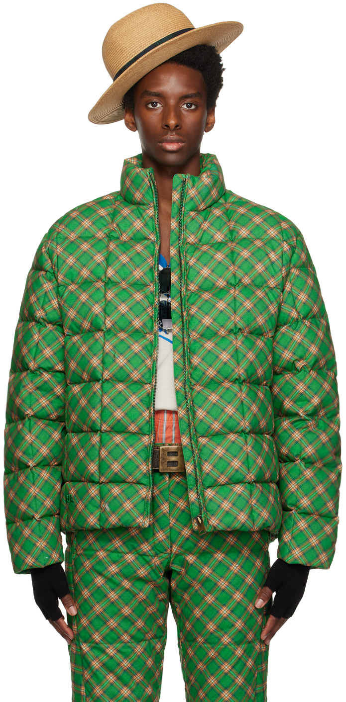 ERL Green Check Down Jacket ERL