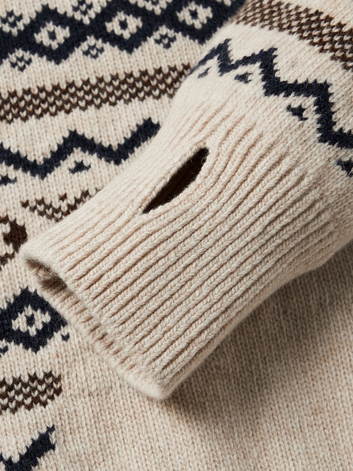 Oliver Spencer - Talbot Intarsia Fair Isle Merino Wool Rollneck Sweater - Neutrals