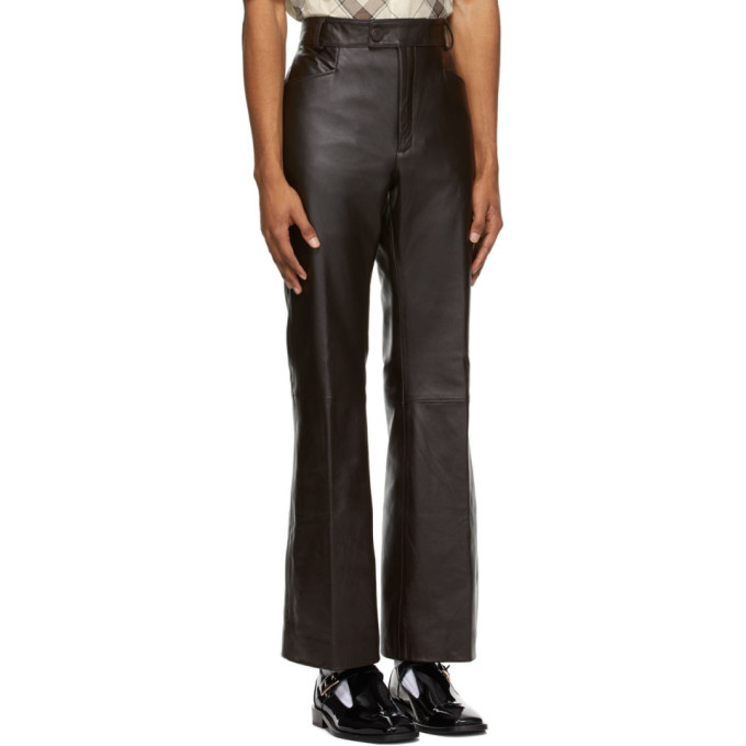 Ernest W. Baker Brown Leather Flare Trousers Ernest W. Baker