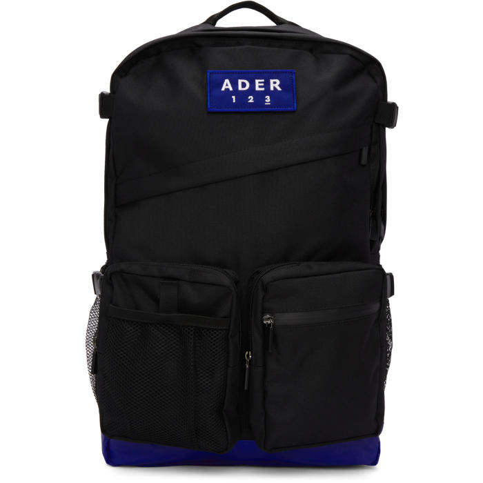 ADER error Black and Blue Oversized Velcro Backpack ADER error