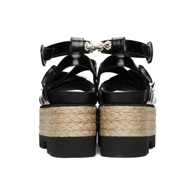 Simone Rocha Black Leather Pearl Platform Sandals Simone Rocha