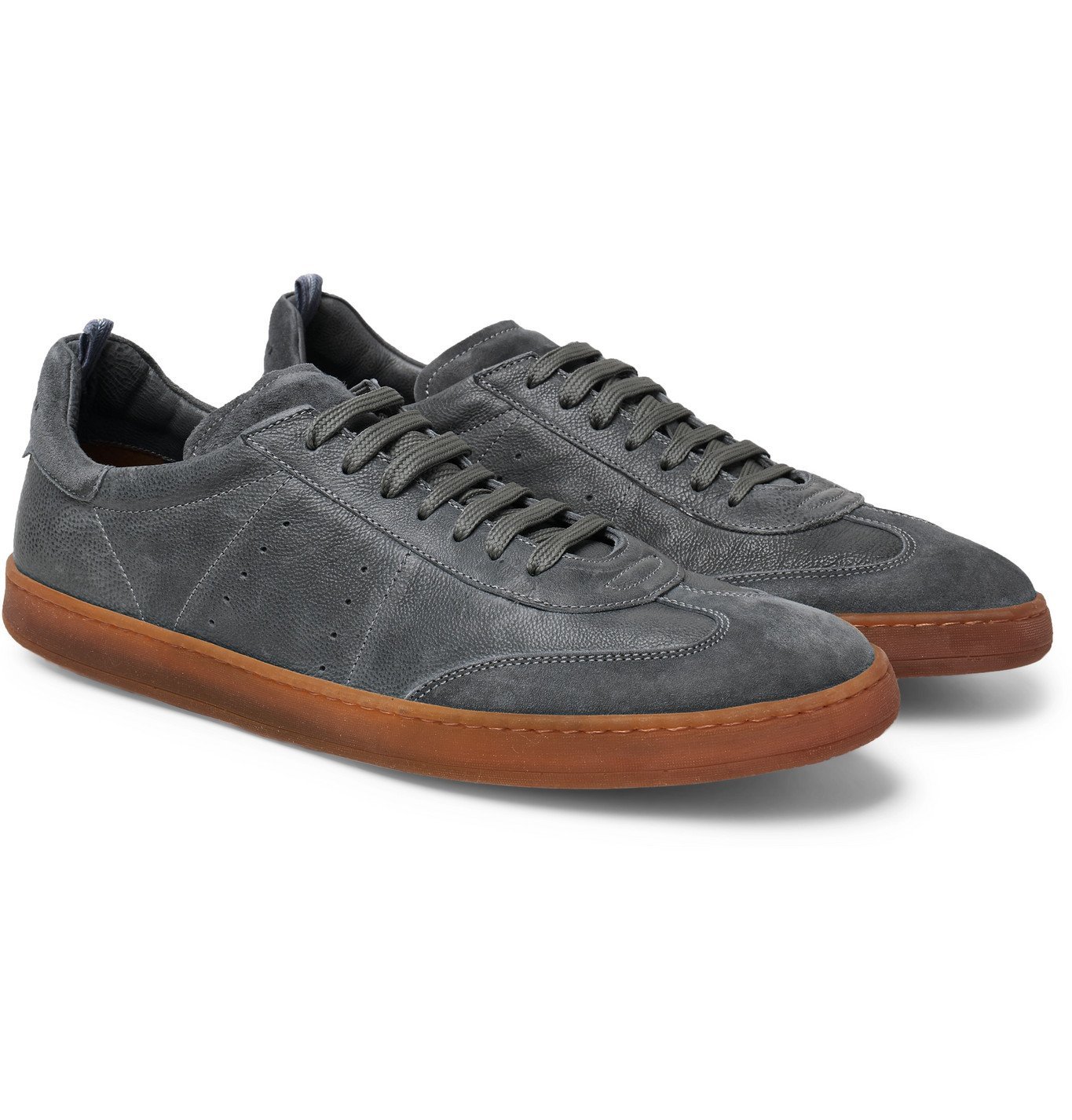 Officine Creative - Kombo Nubuck-Trimmed Leather Sneakers - Gray ...