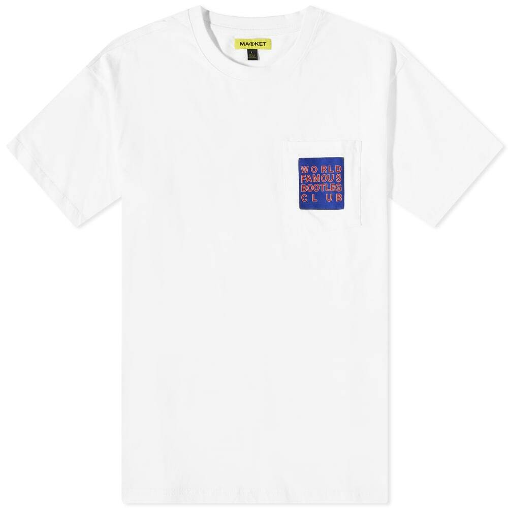 MARKET Men's World Famous Bootleg Club Pocket T-Shirt in White MARKET