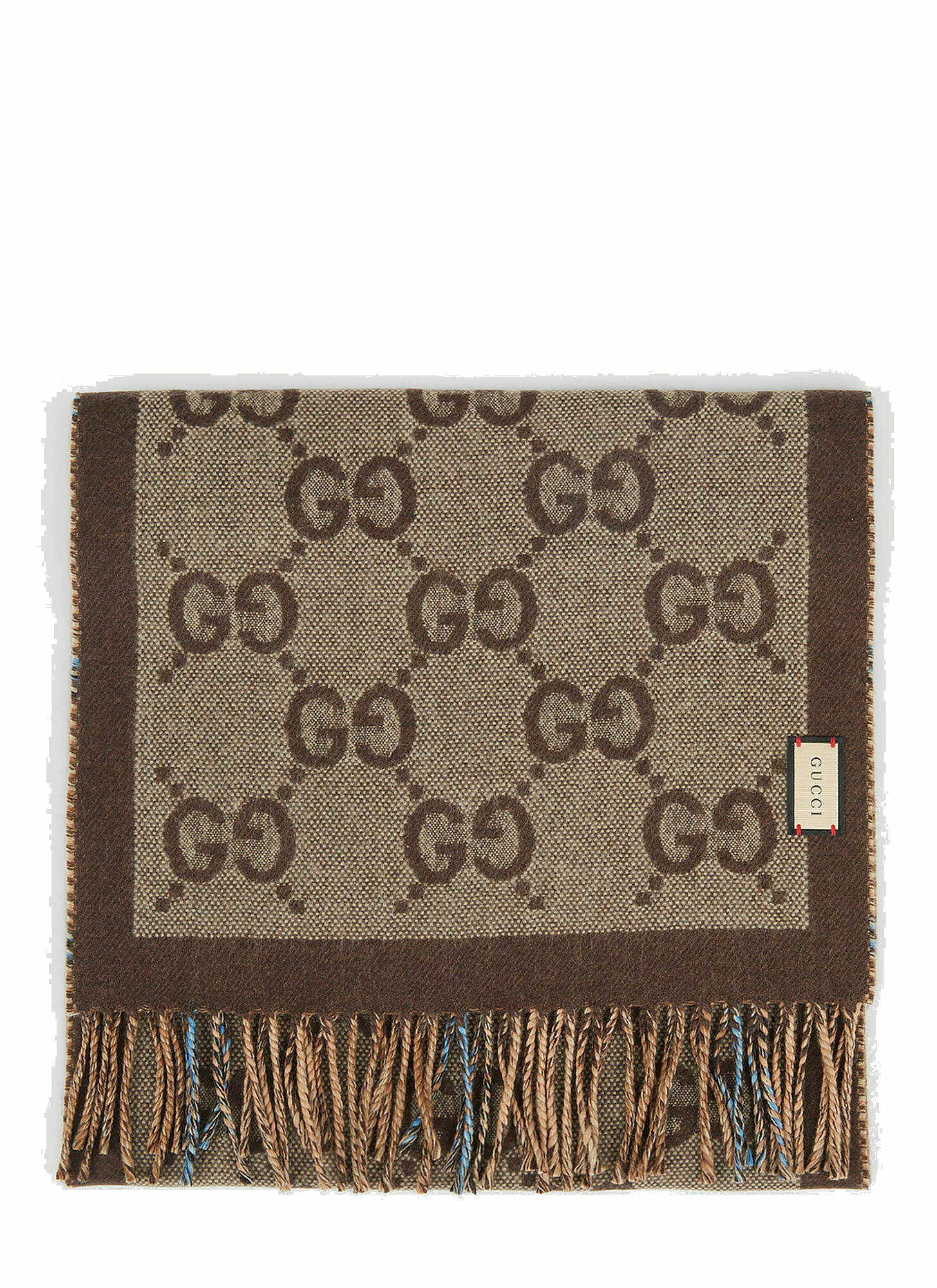 Photo: GG Reversible Check Scarf in Brown
