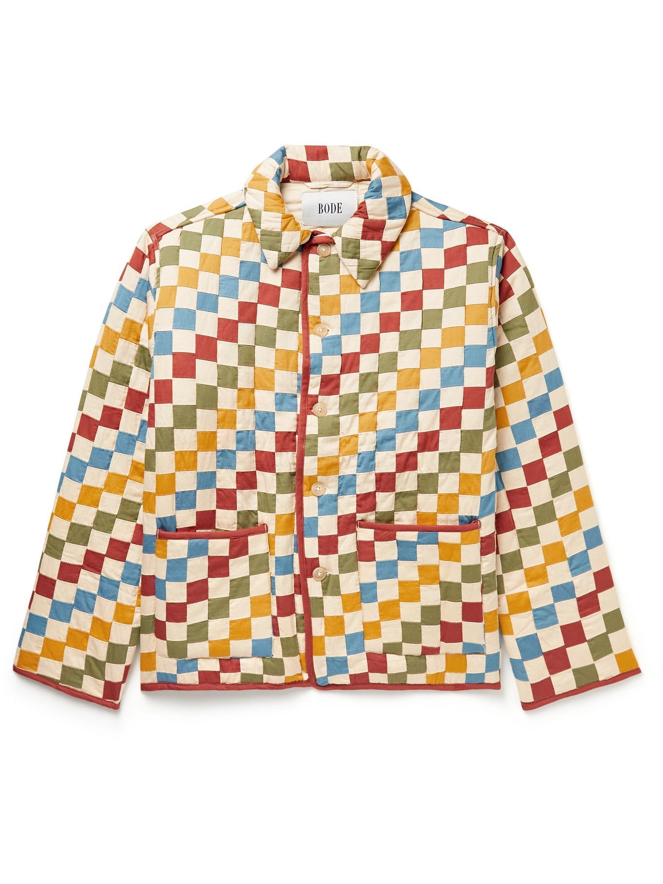 BODE - Stamp Checked Patchwork Cotton Chore Jacket - Multi Bode