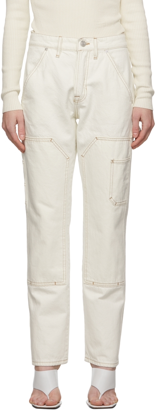 Frame White Utility 'Le Slouch' Jeans 