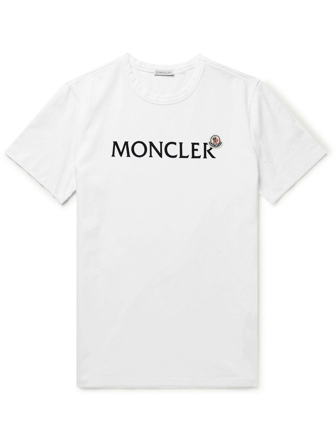 Moncler - Logo-Flocked Cotton-Jersey T-Shirt - White Moncler