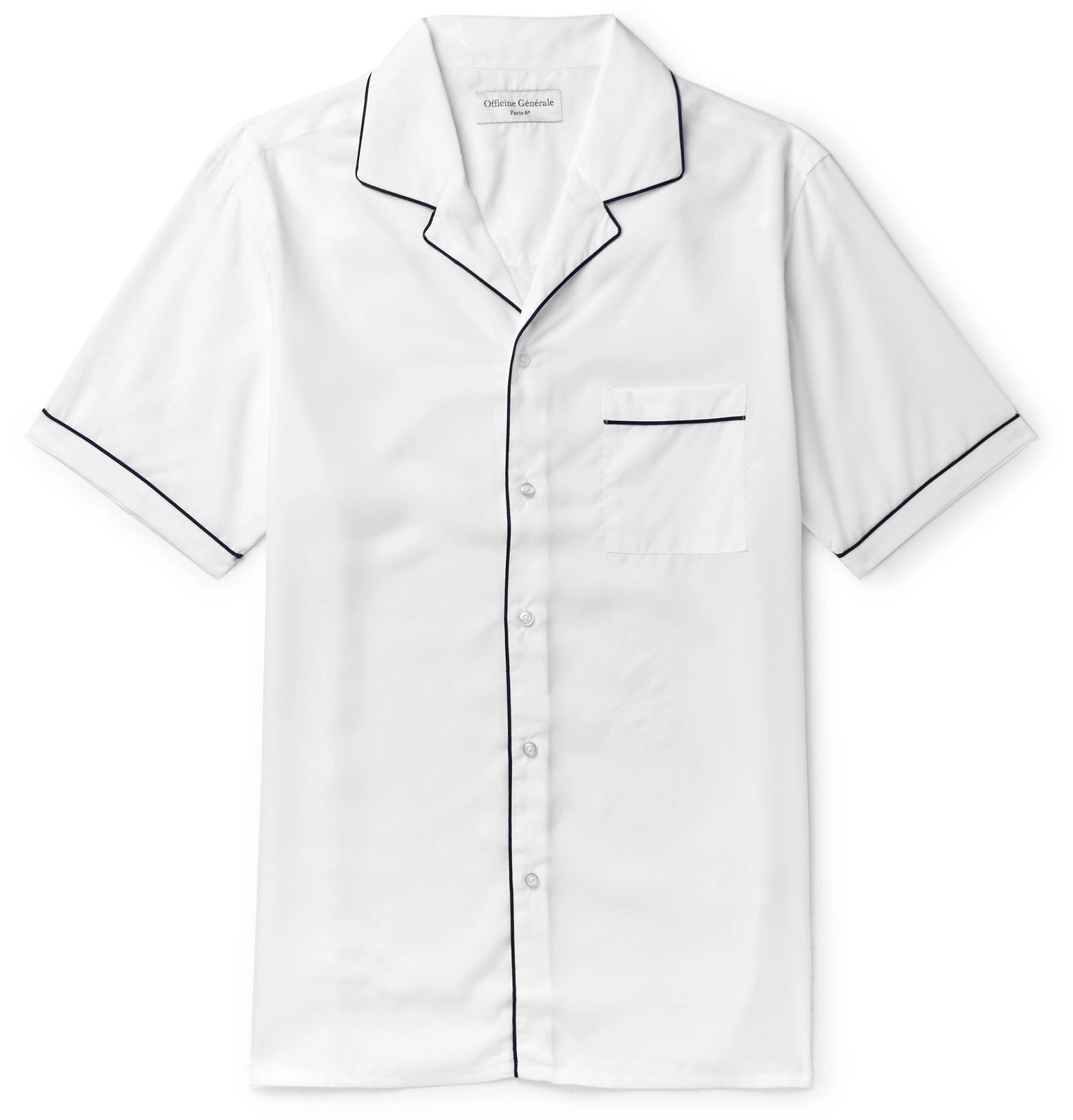 Jeffrey Camp-Collar Piped Lyocell Shirt 