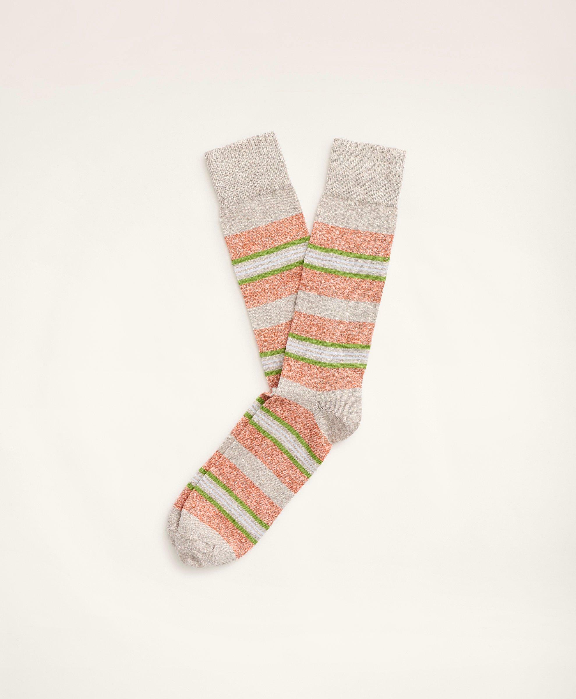 Brooks Brothers Men's Multi-Stripe Crew Socks | Beige