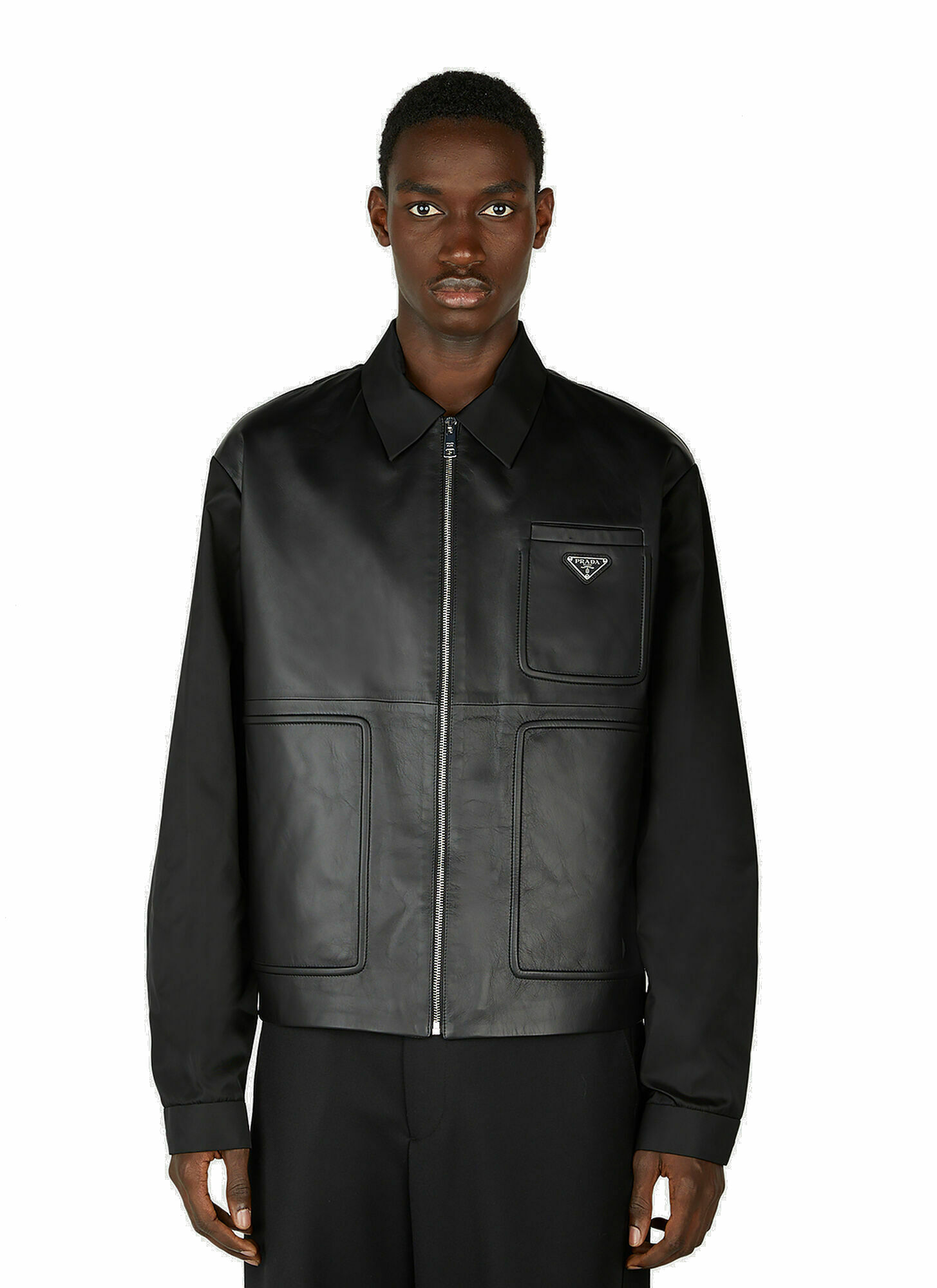 Photo: Prada - Re-Nylon Leather Jacket in Black