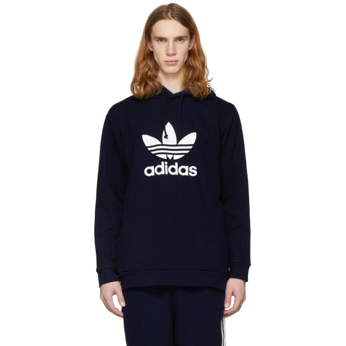 adidas navy trefoil hoodie