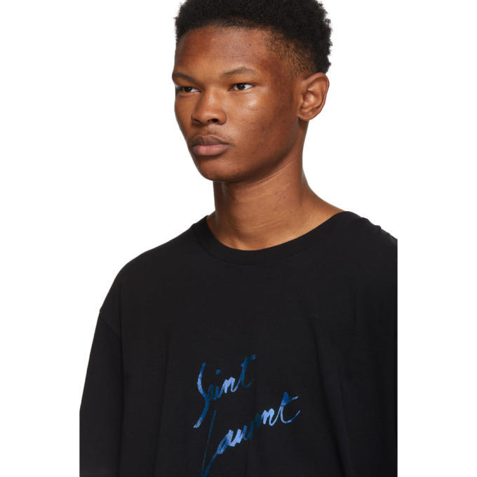 saint laurent black signature logo t shirt