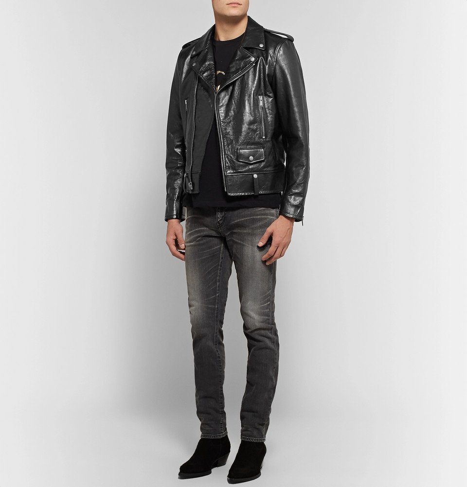full grain leather biker jacket