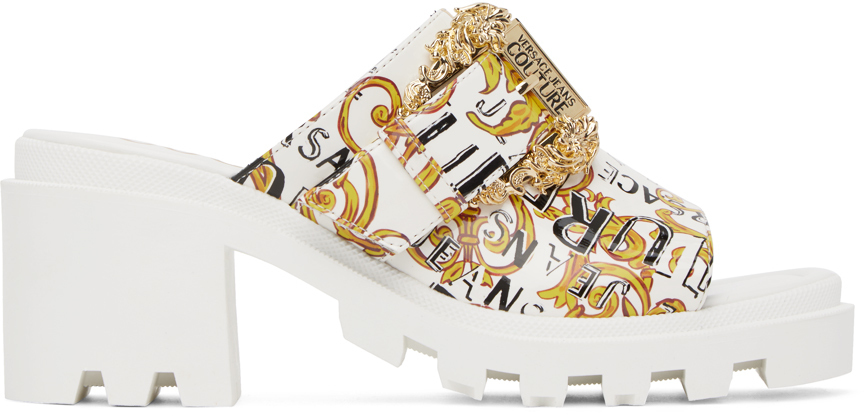 Photo: Versace Jeans Couture White & Gold Winny Heeled Sandals