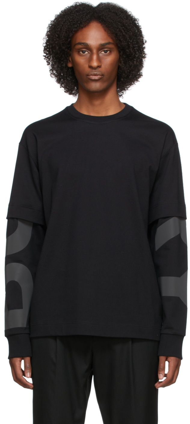 Burberry Black Logo Print Long Sleeve T-Shirt Burberry
