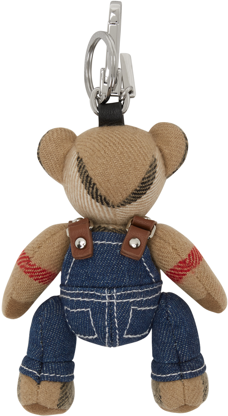 Burberry Beige Thomas Bear In Denim Keychain Burberry