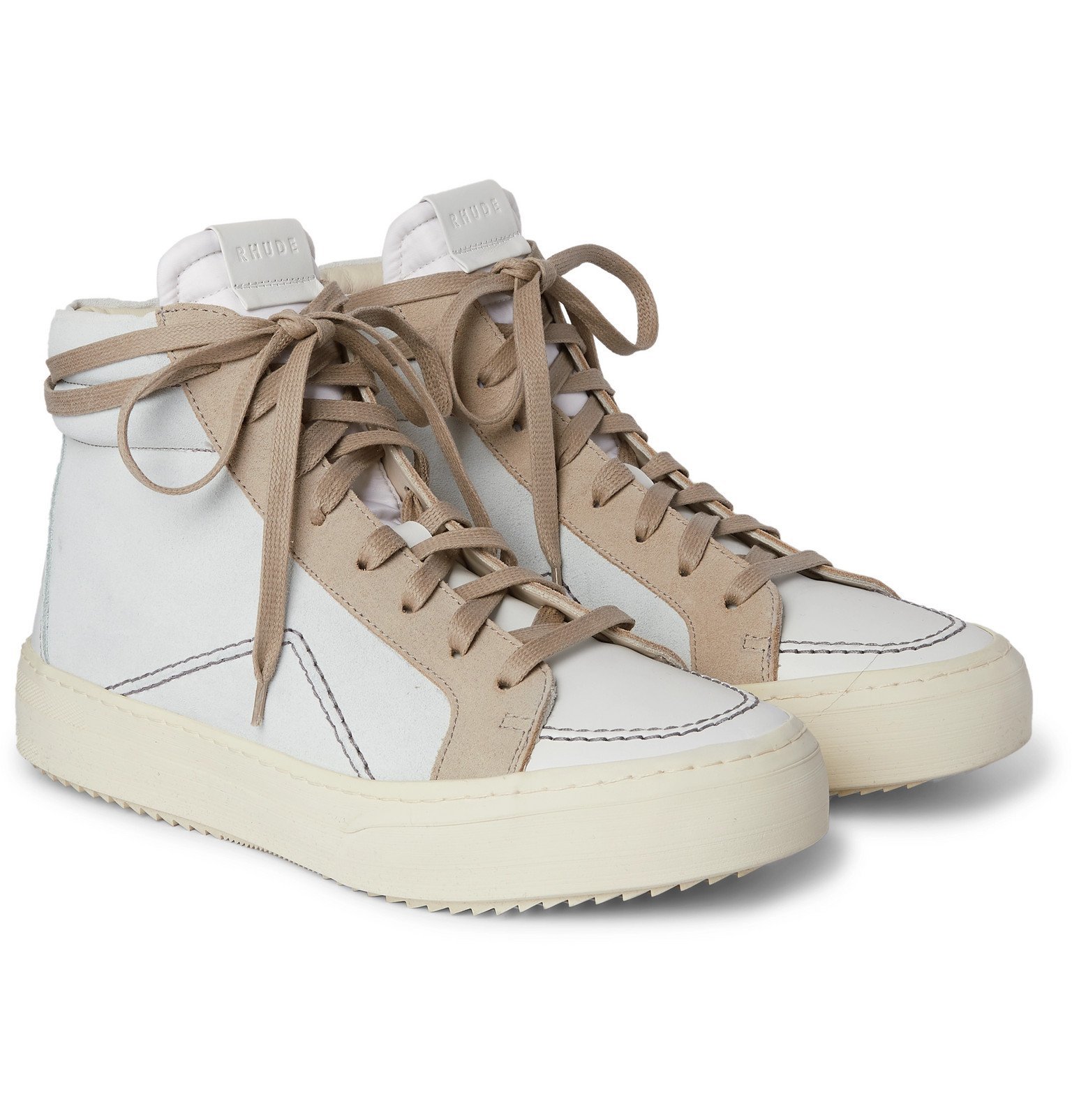 Rhude - V1 Suede and Leather High-Top Sneakers - White Rhude