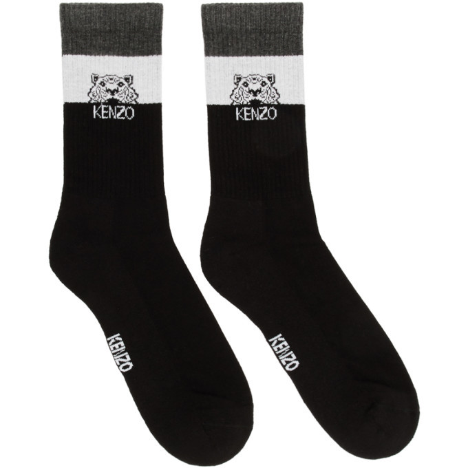 Kenzo Black Stripy Tiger Socks Kenzo