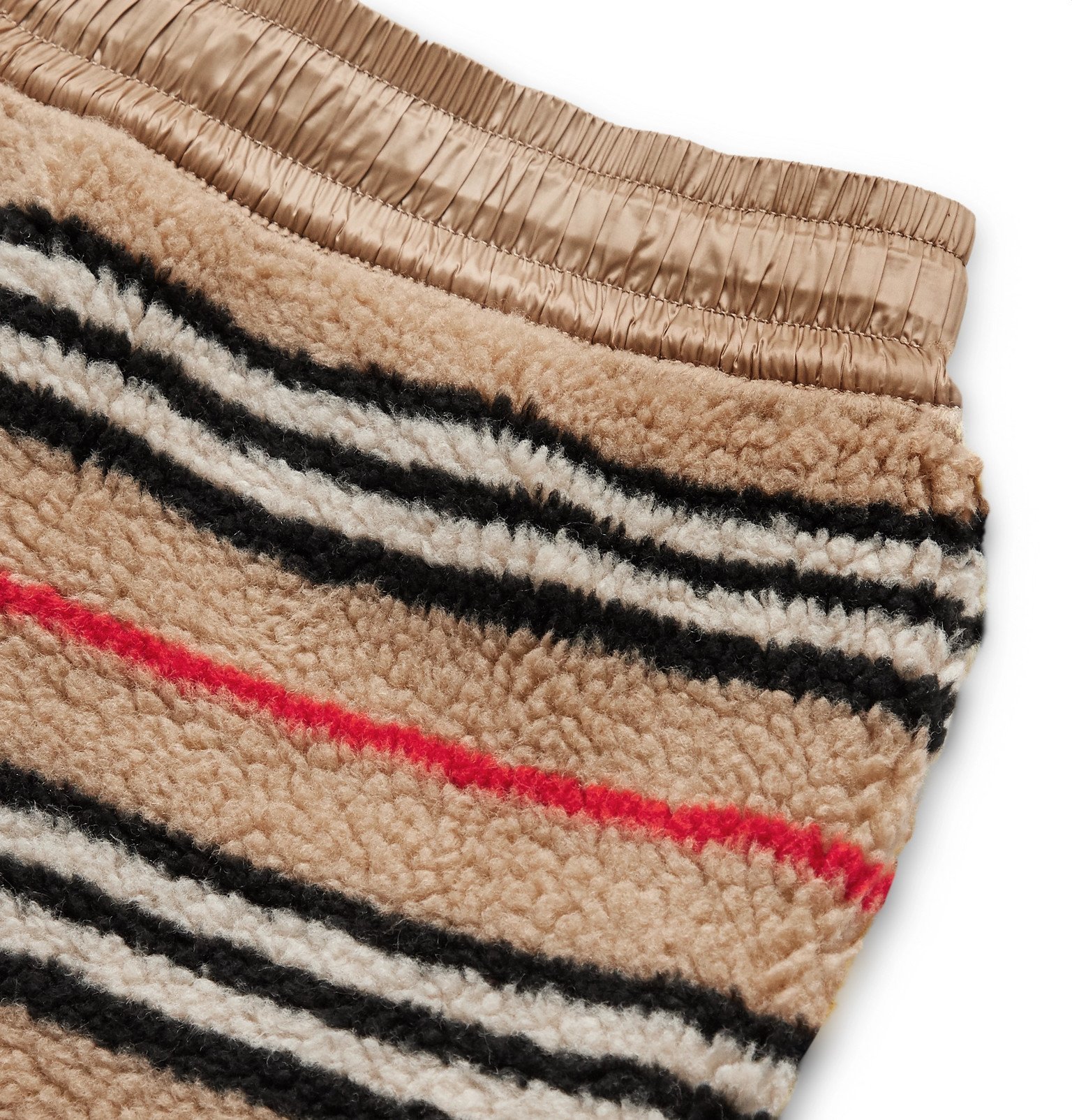 Burberry - Shell-Trimmed Striped Fleece Drawstring Shorts - Brown 