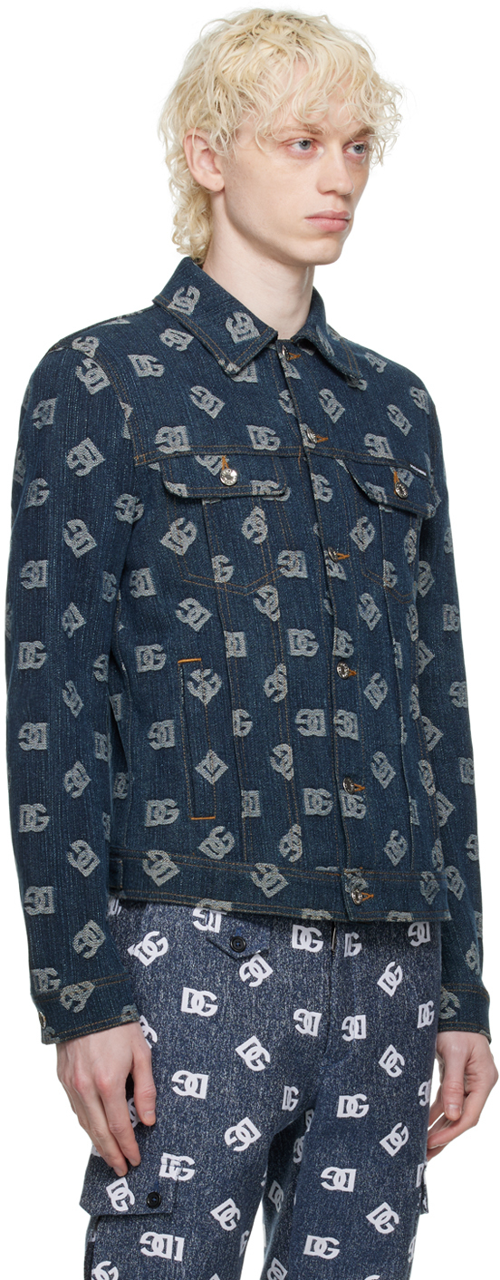 Dolce & Gabbana Blue Jacquard Denim Jacket Dolce & Gabbana