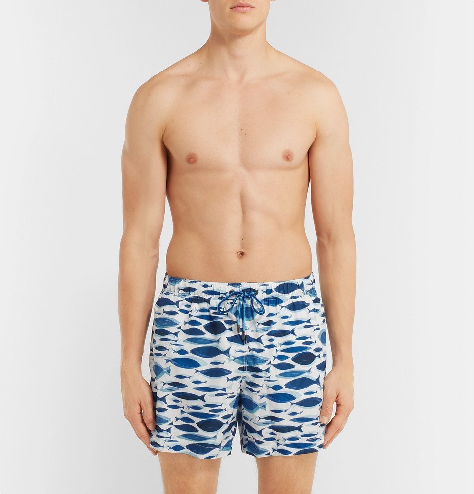 Mid-Length Printed Swim Shorts 