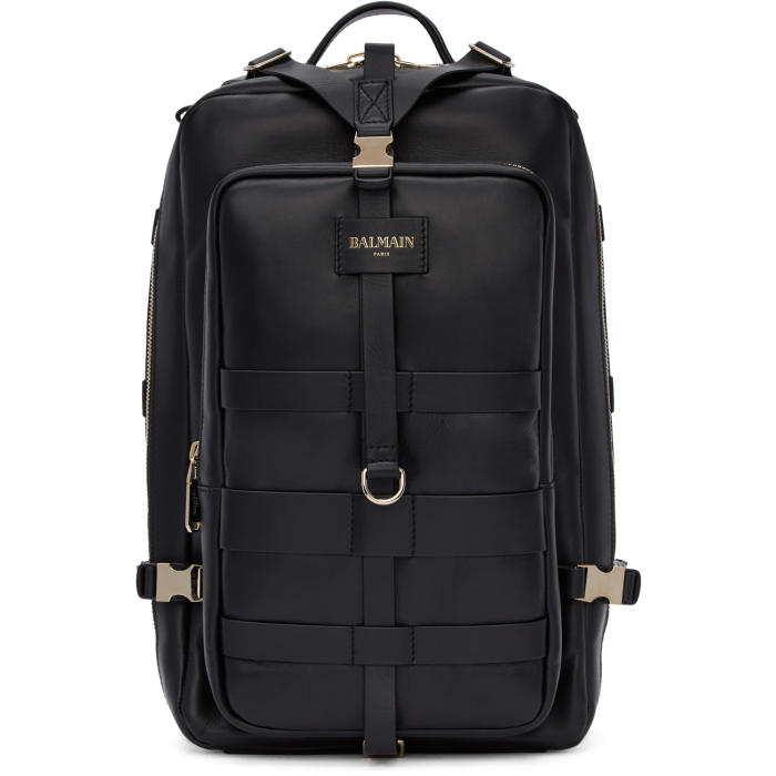 Balmain Black Leather Nomad Backpack Balmain