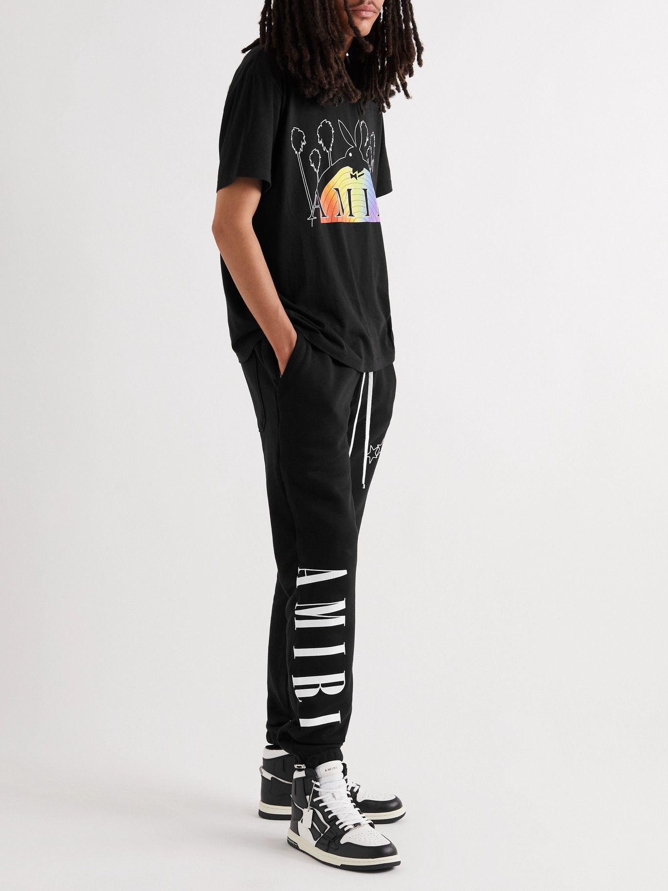 AMIRI - Slim-Fit Tapered Logo-Print Cotton-Jersey Sweatpants 