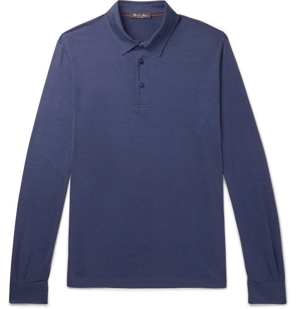 Loro Piana - Silk and Cotton-Blend Jersey Polo Shirt - Men - Blue Loro ...