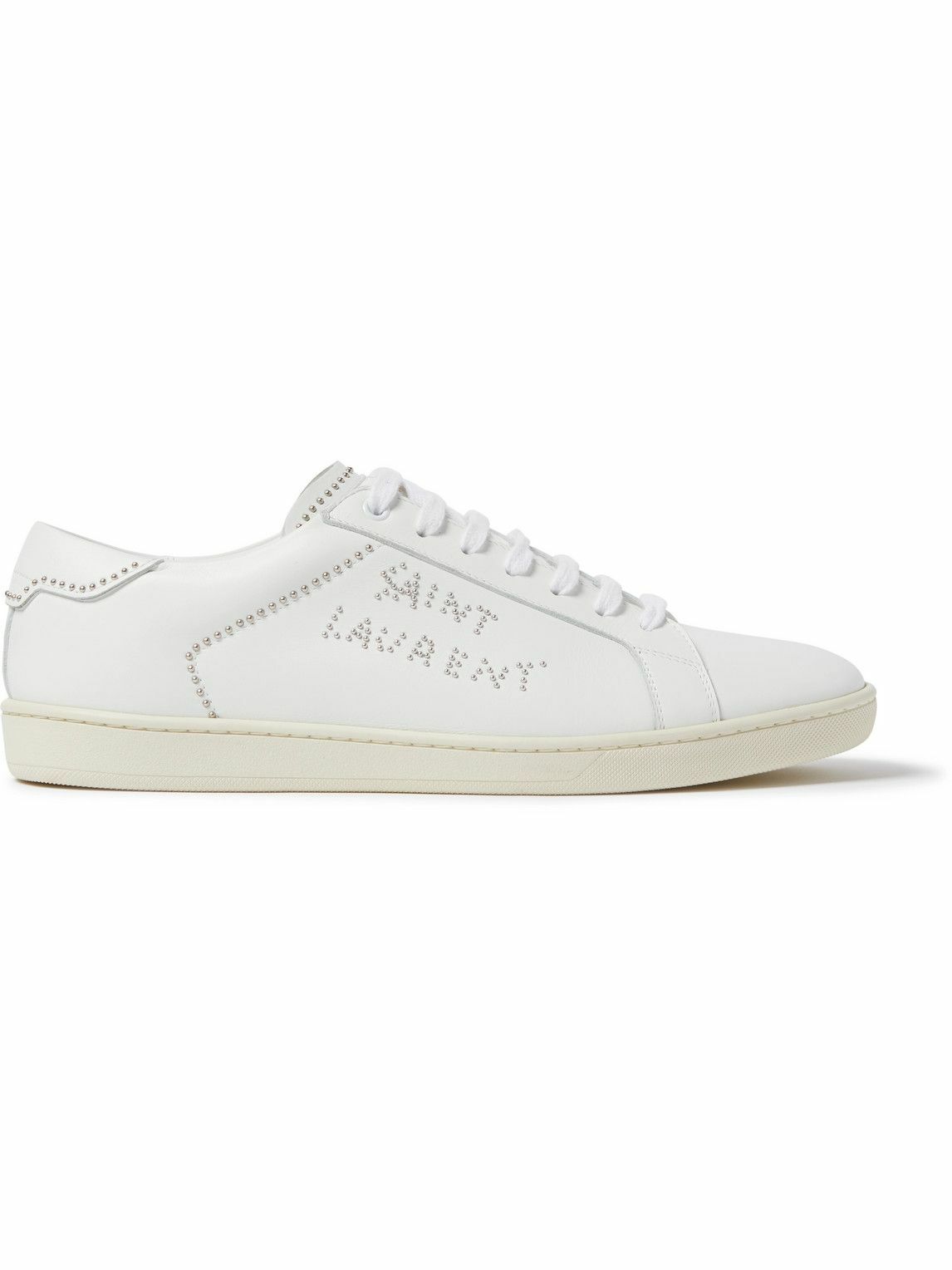 SAINT LAURENT - Studded Leather Sneakers - White Saint Laurent