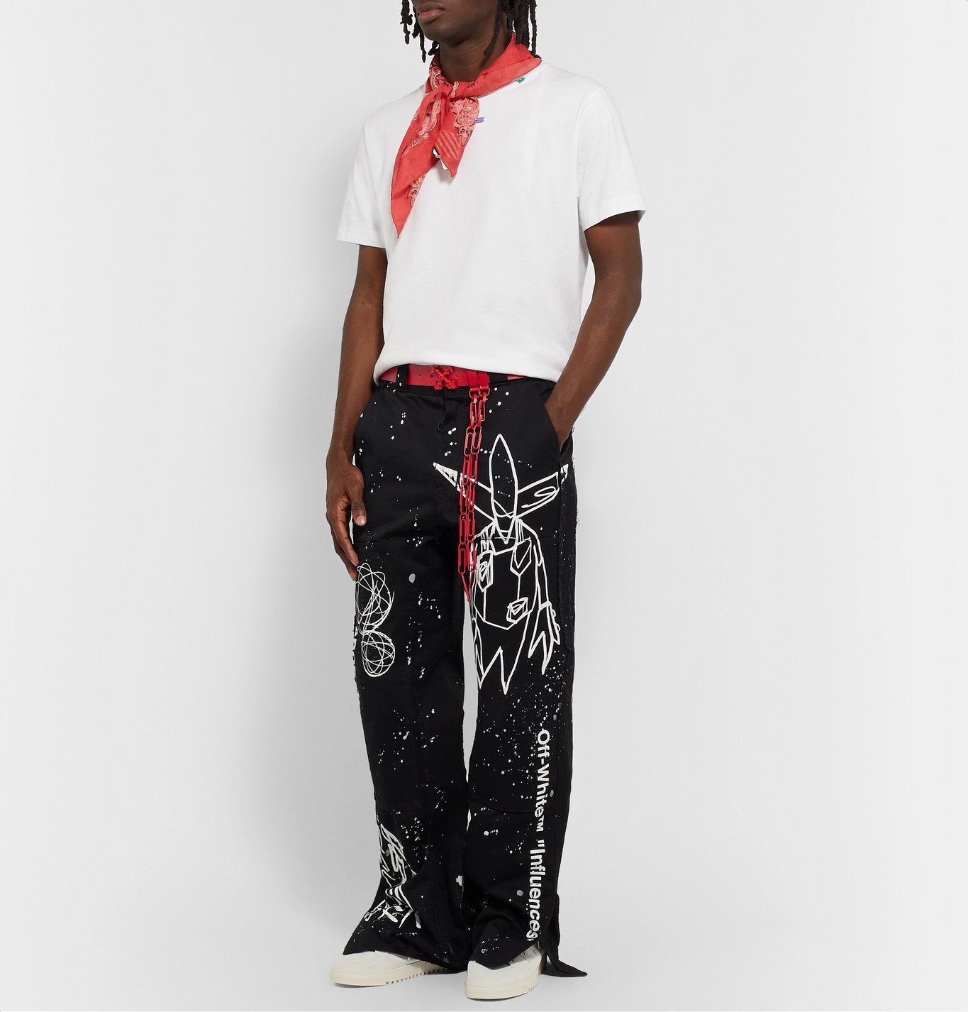 off white belt red and white