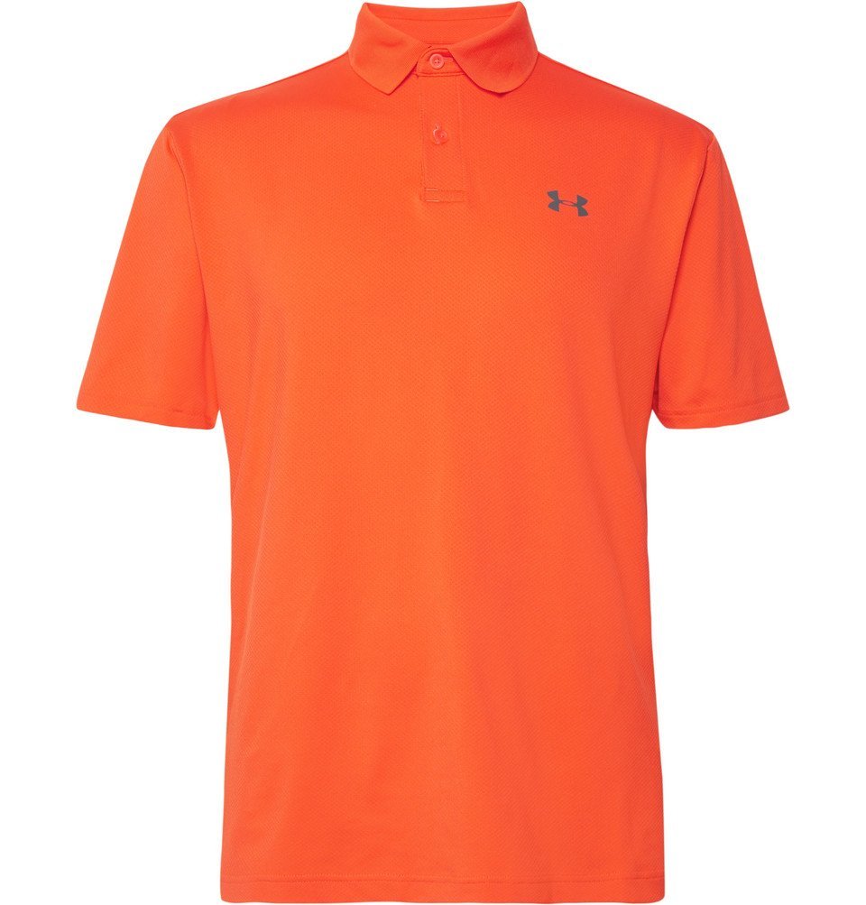 orange under armour polo shirt