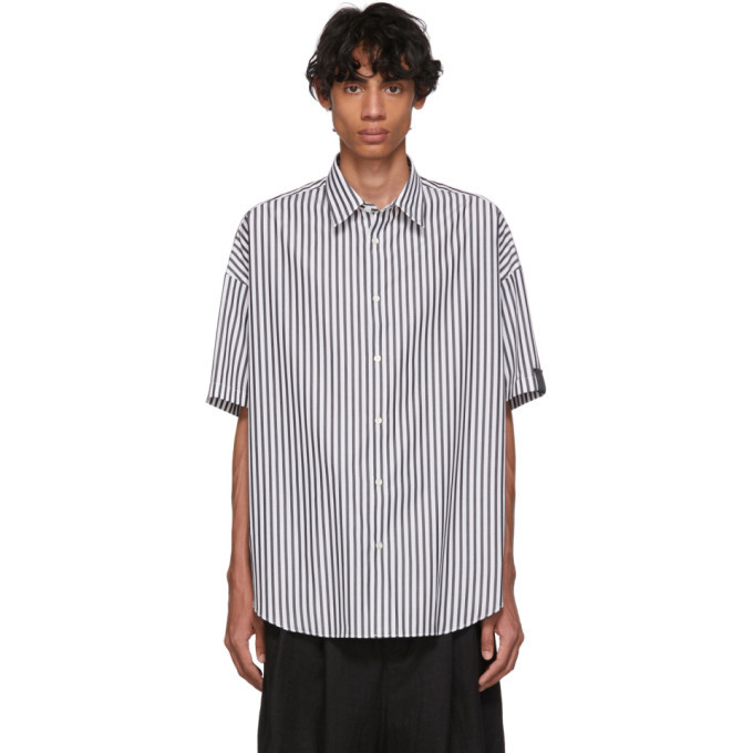 N.Hoolywood Black Striped Short Sleeve Shirt N.Hoolywood