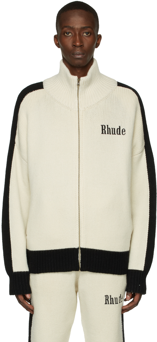 Rhude Off-White Knit Track Jacket Rhude
