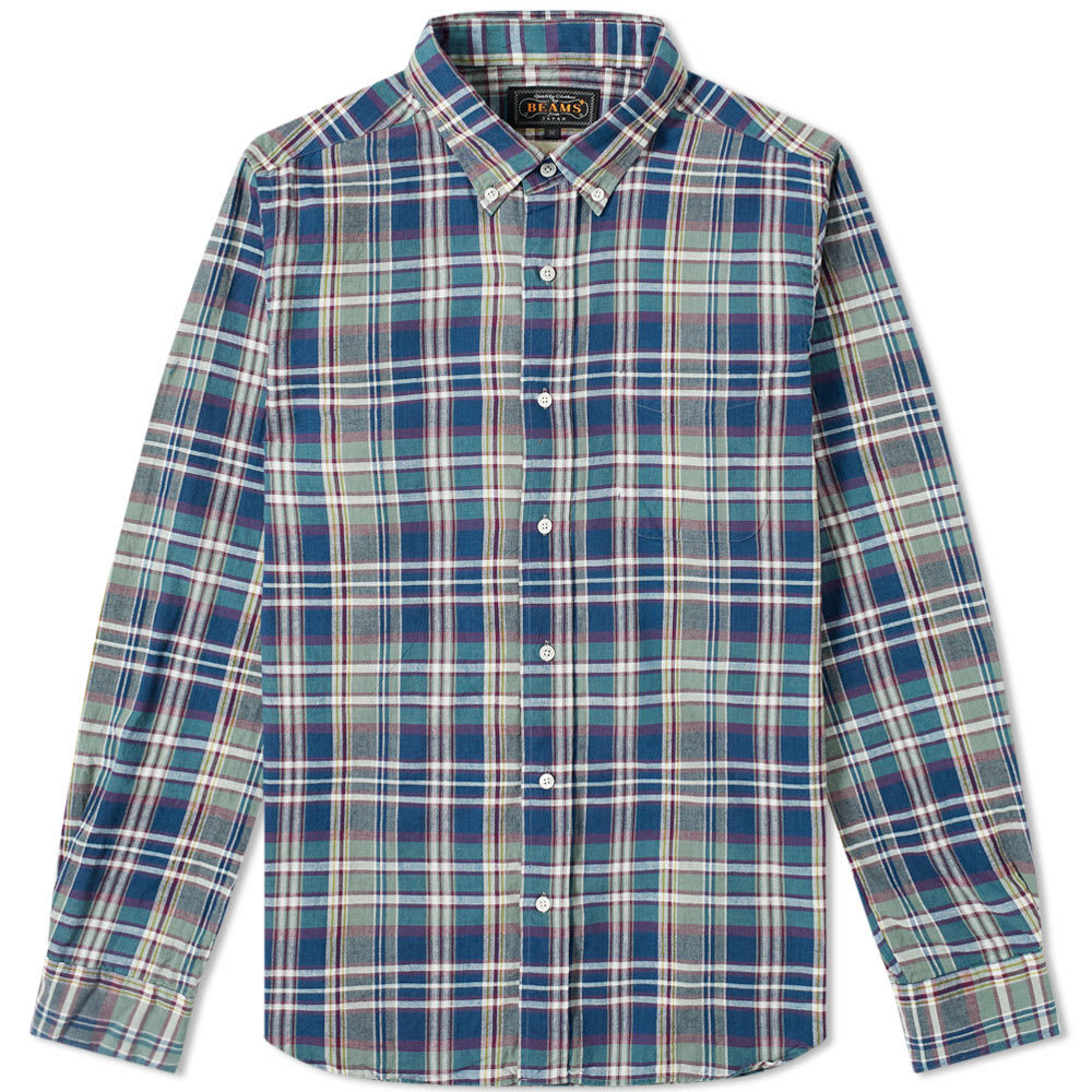 Indian Madras Shirt Navy Beams F