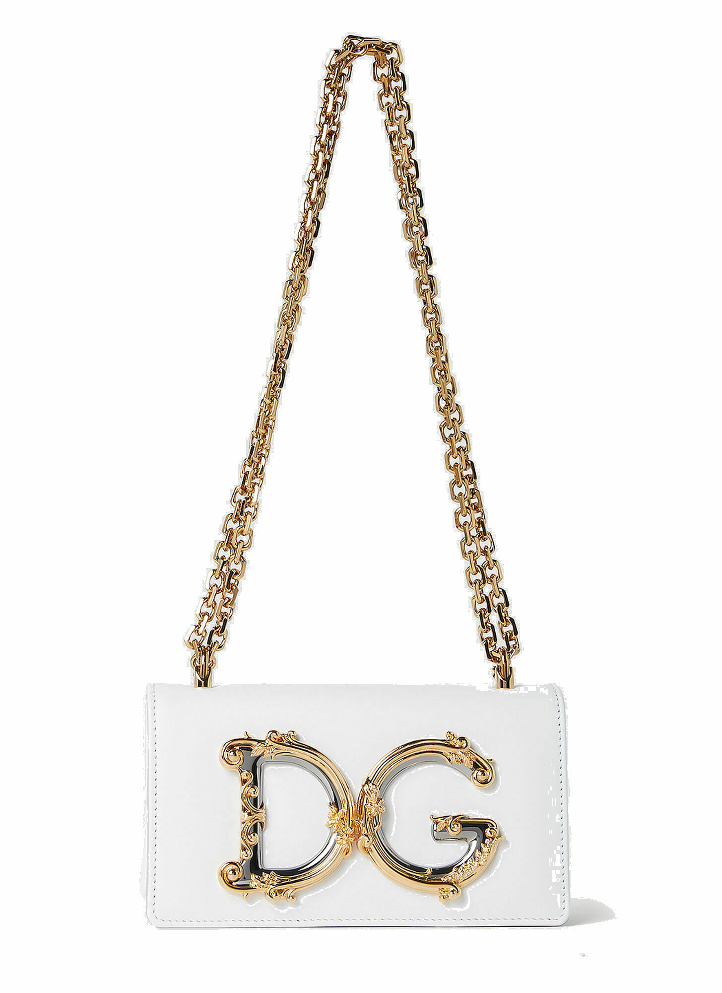 Dolce & Gabbana - DG Girls Baroque Phone Pouch in White Dolce & Gabbana