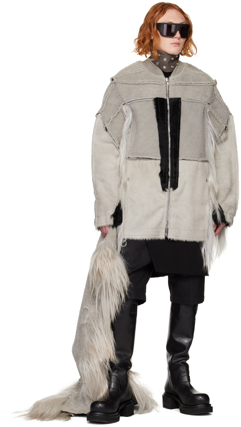 Rick Owens Off-White Collage Shearling Jacket