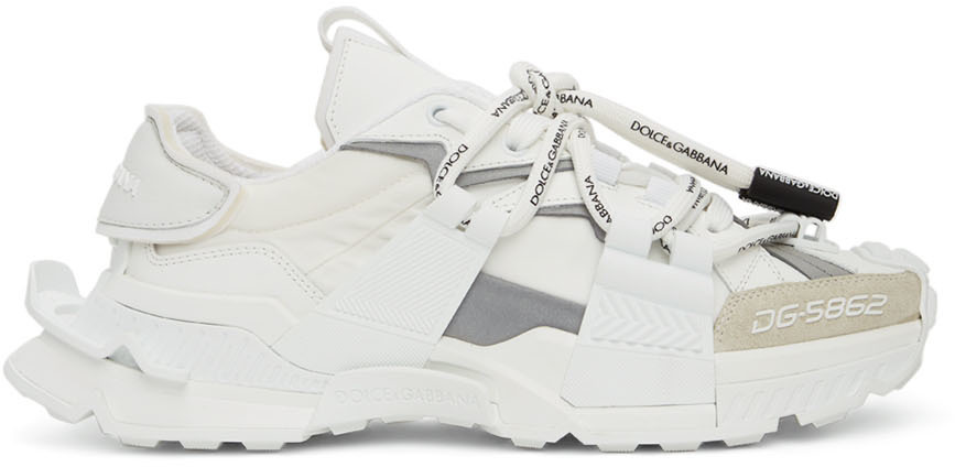 Dolce & Gabbana White Gray Low Top Space Sneakers Shoes