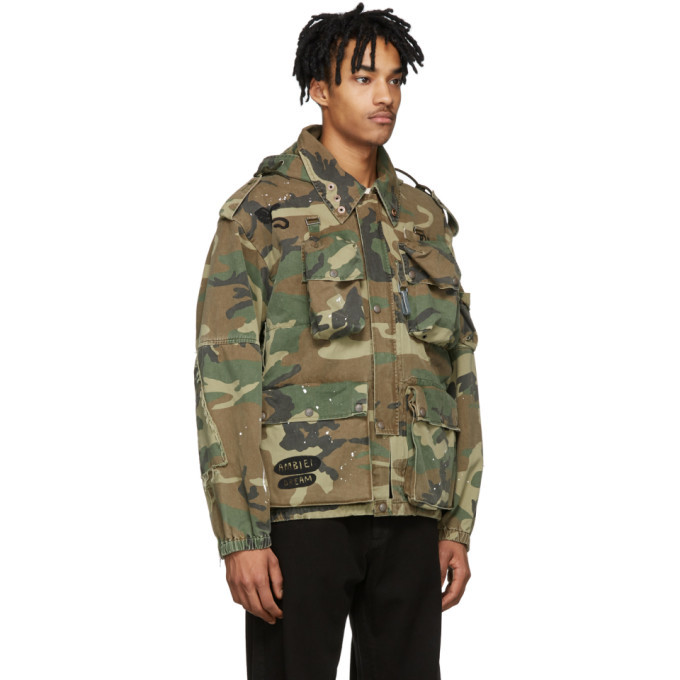 R13 Green and Brown Camo Multi-Pocket Jacket R13