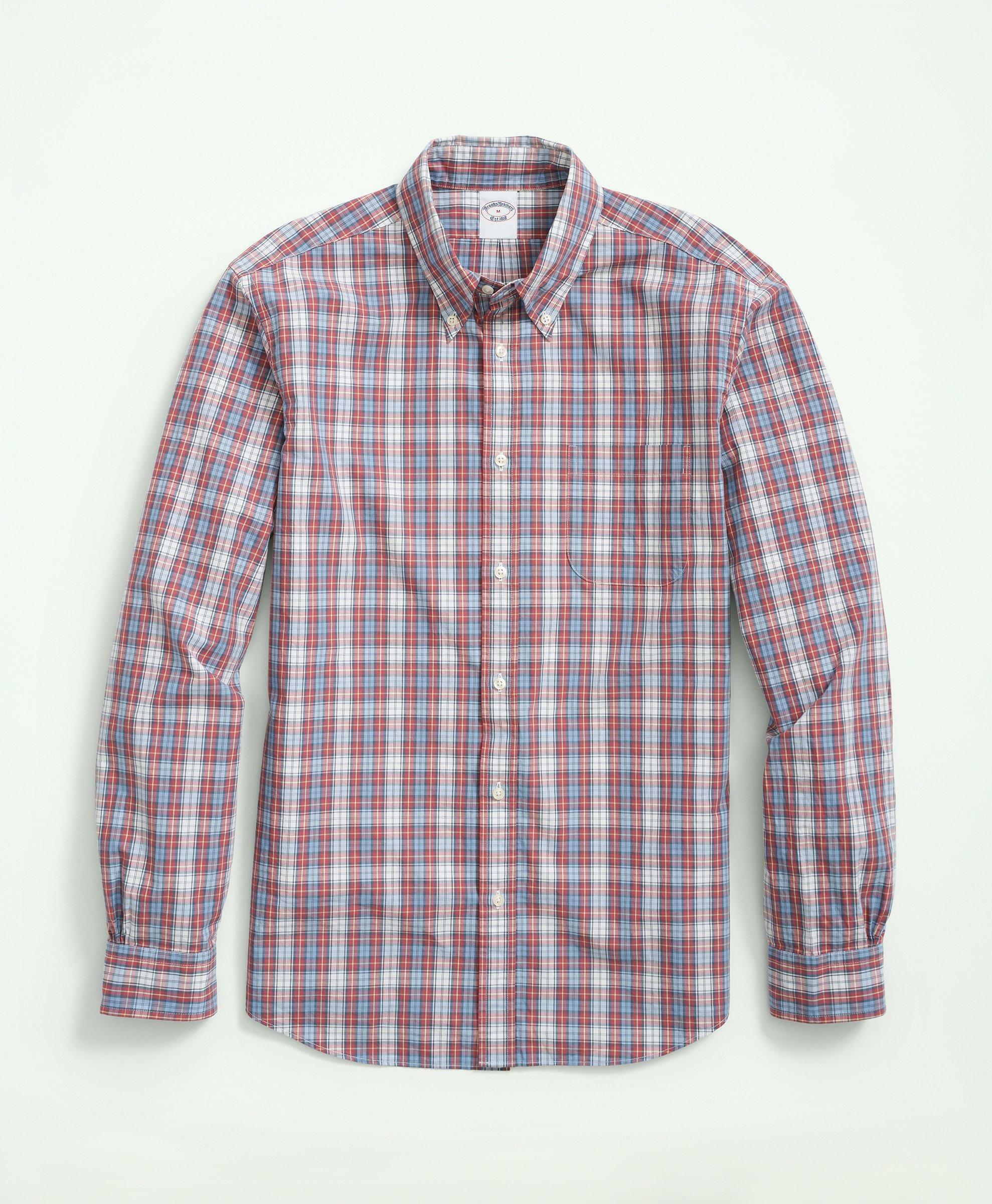 Brooks Brothers Men's Friday Shirt, Poplin Tartan | Red