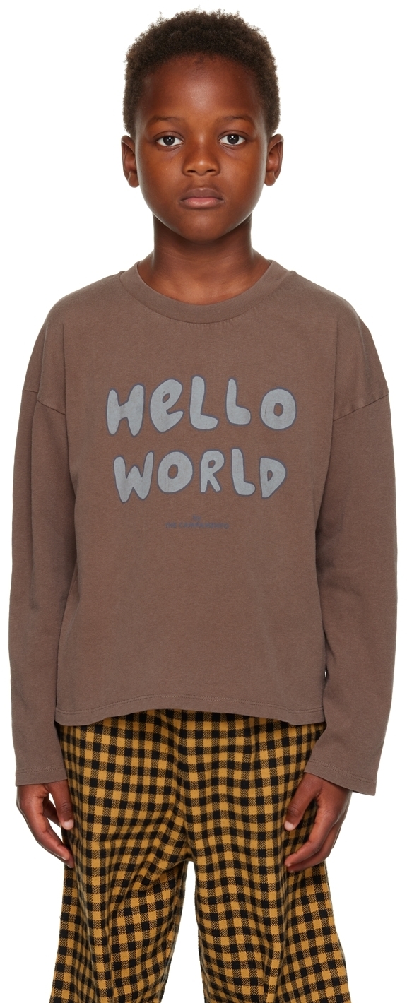 The Campamento Kids Brown 'Hello World' Long Sleeve T-Shirt