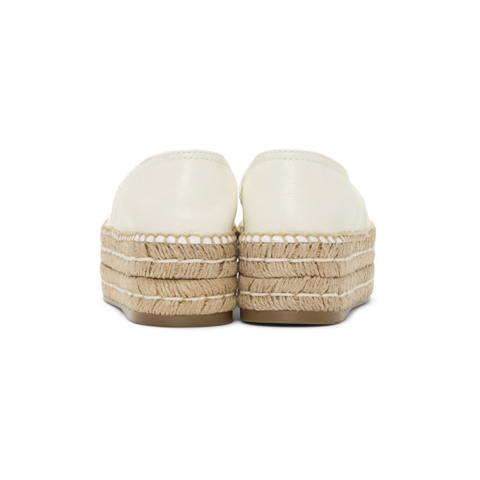 Prada White Leather Platform Espadrilles Prada