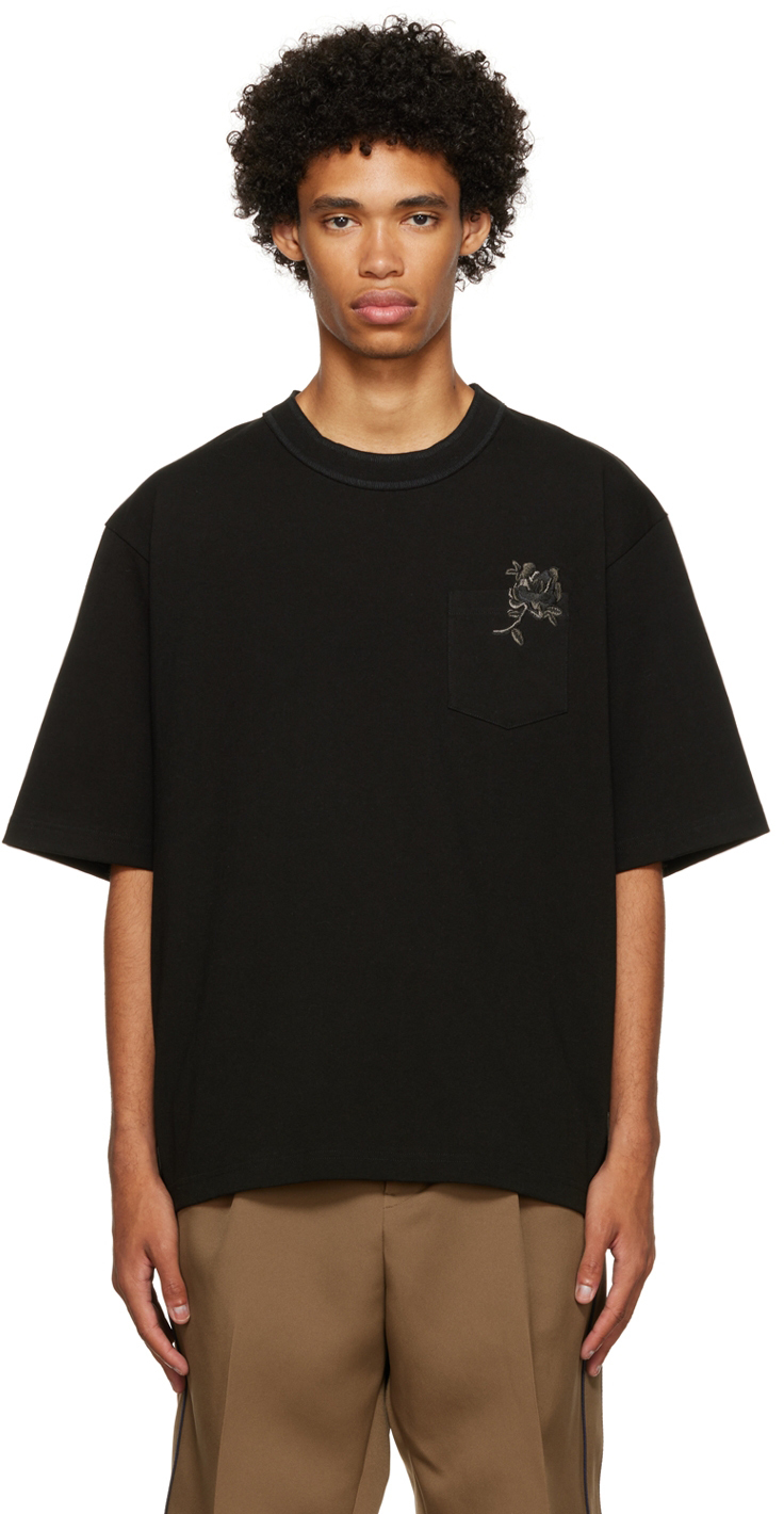 sacai Black Embroidered T-Shirt Sacai