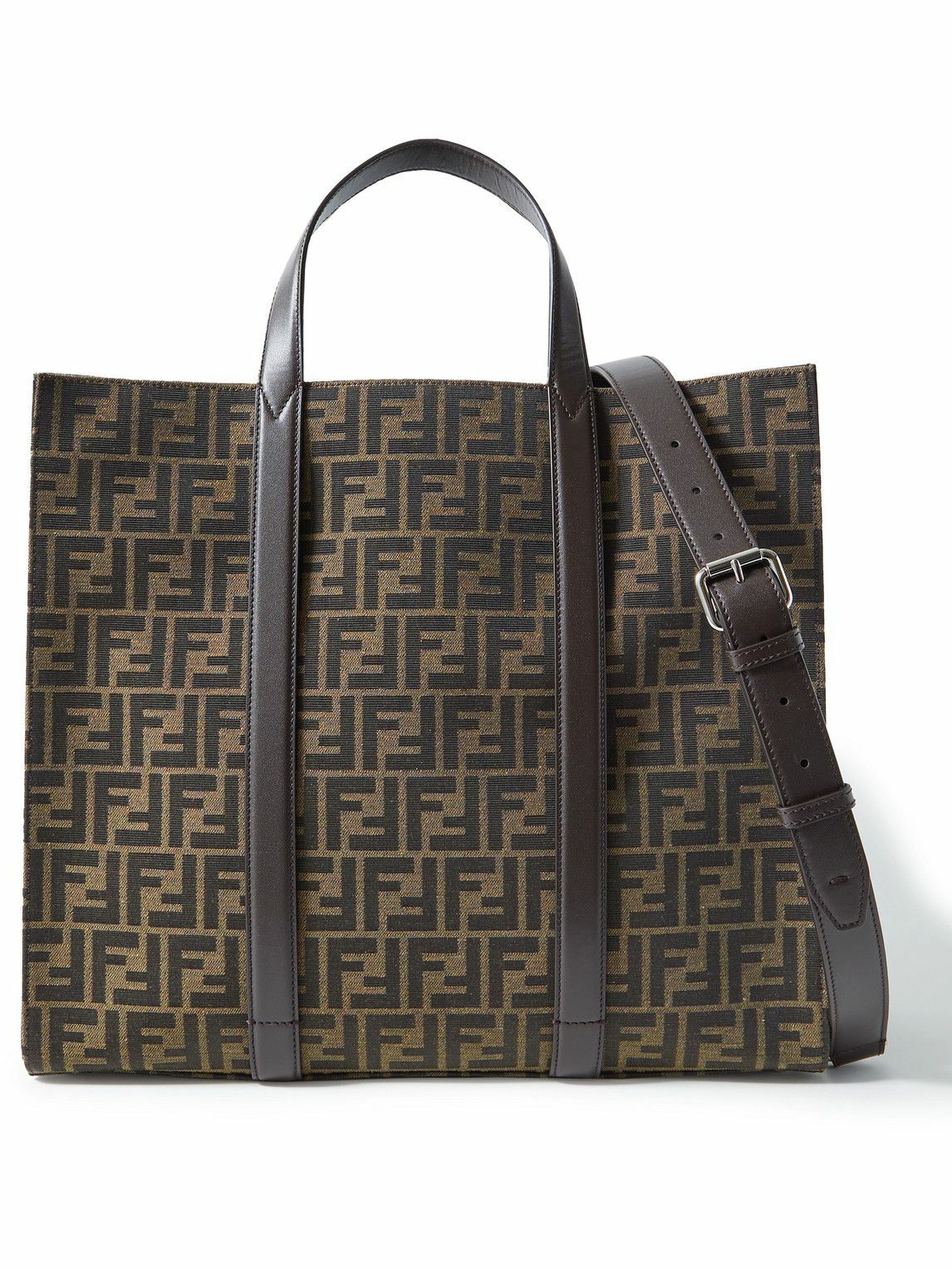 Fendi - Leather-Trimmed Logo-Jacquard Canvas Tote Bag Fendi