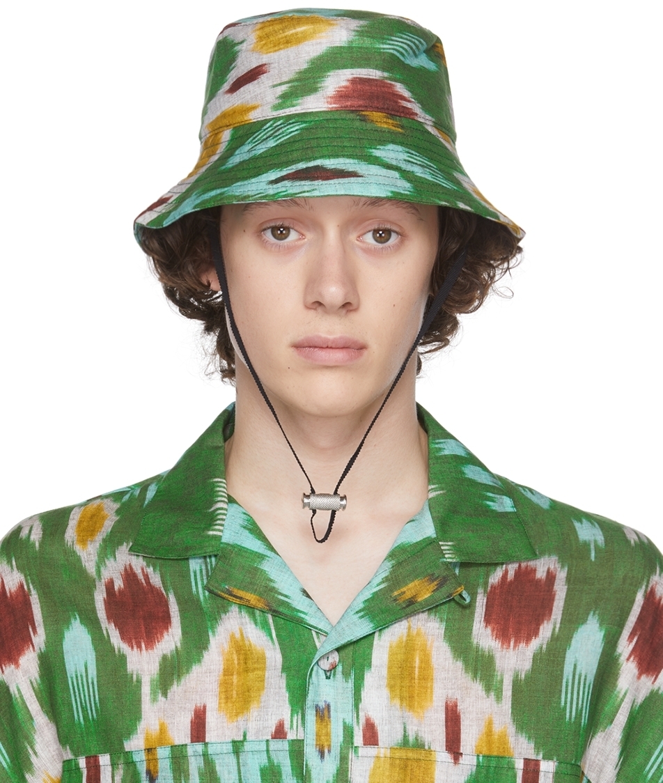 Erdem Green Cotton Bucket Hat Erdem