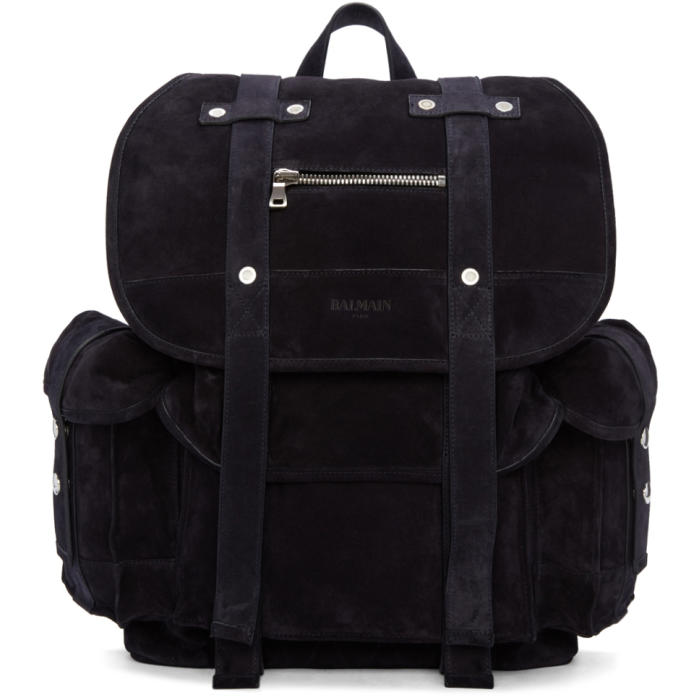 Balmain Navy Suede Backpack Balmain